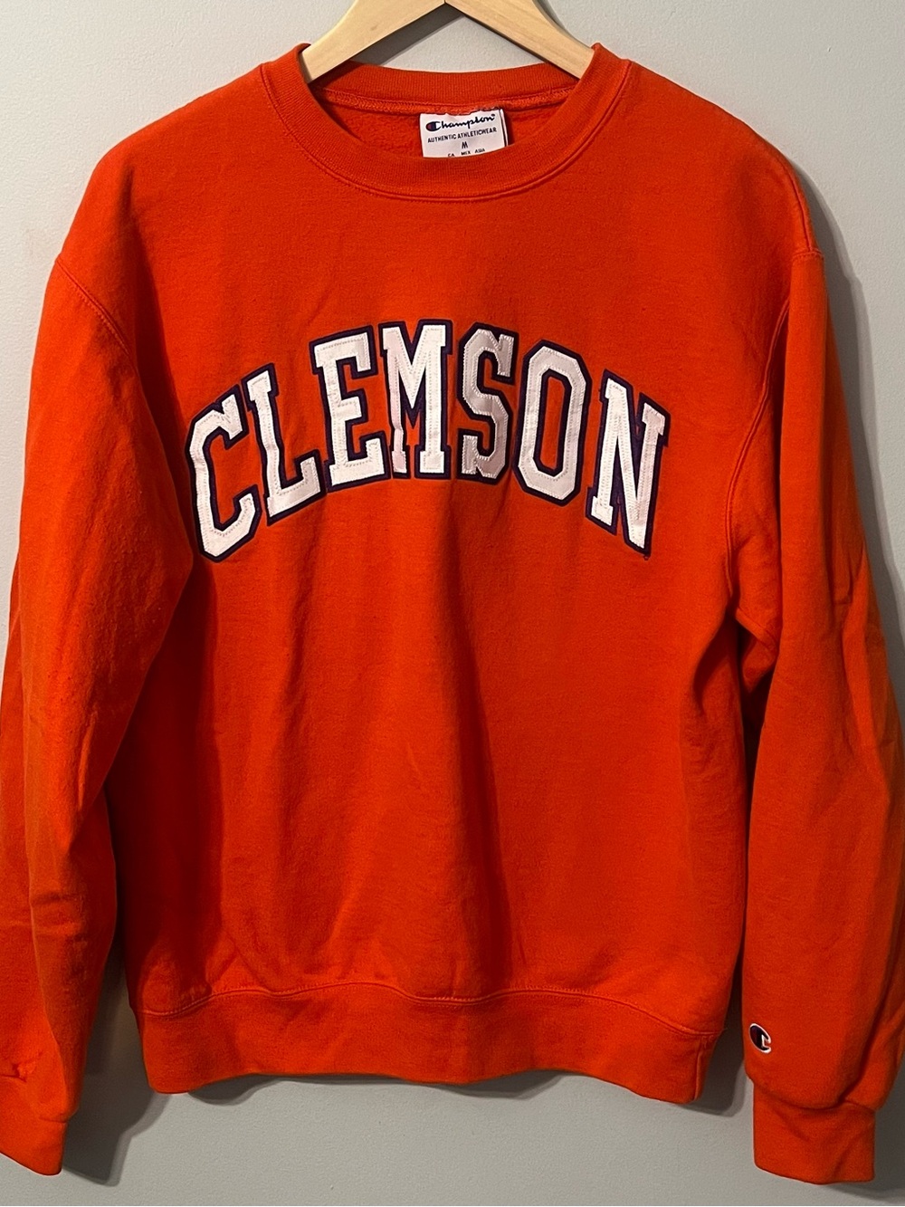 Clemson Tigers Crewneck Men’s M Orange Champion Football Sweatshirt NCAA